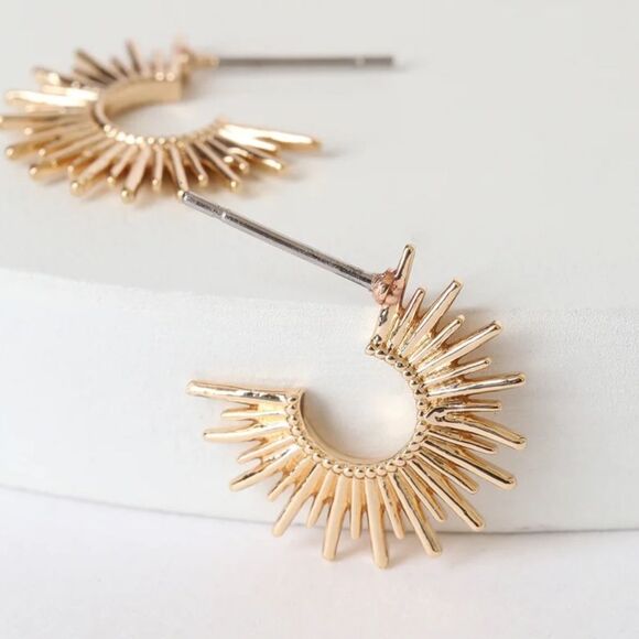 sun radiant gold hoop earrings H4 - Picture 1 of 5